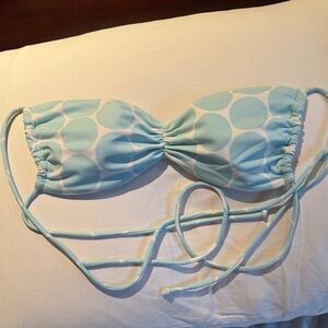 Blue and White Polka Dot Bikini Top